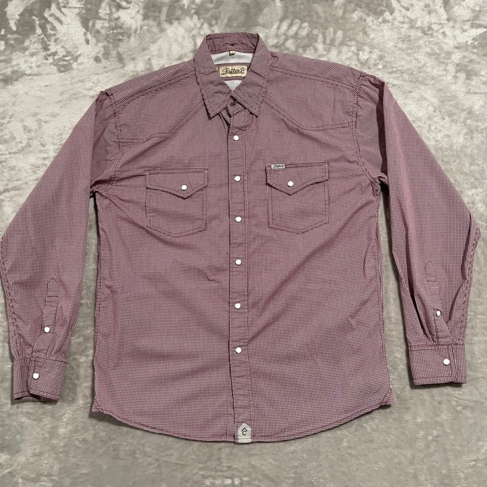Rafter C Shirt Mens Medium Red Pearl Snap Plaid Western Cowboy Rancher Rodeo